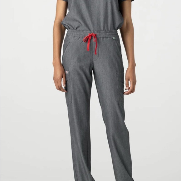 Mediclo Gray Women's Pants with Red Drawstring - Picture 1 of 10